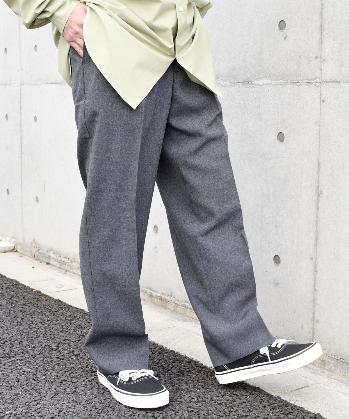 SHIPS any: 〈洗濯機可能〉ウールライク ノープリーツ ワイド ストレート パンツ