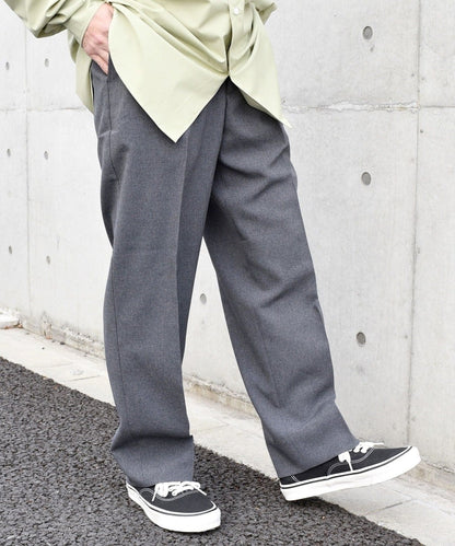 SHIPS any: 〈洗濯機可能〉ウールライク ノープリーツ ワイド ストレート パンツ