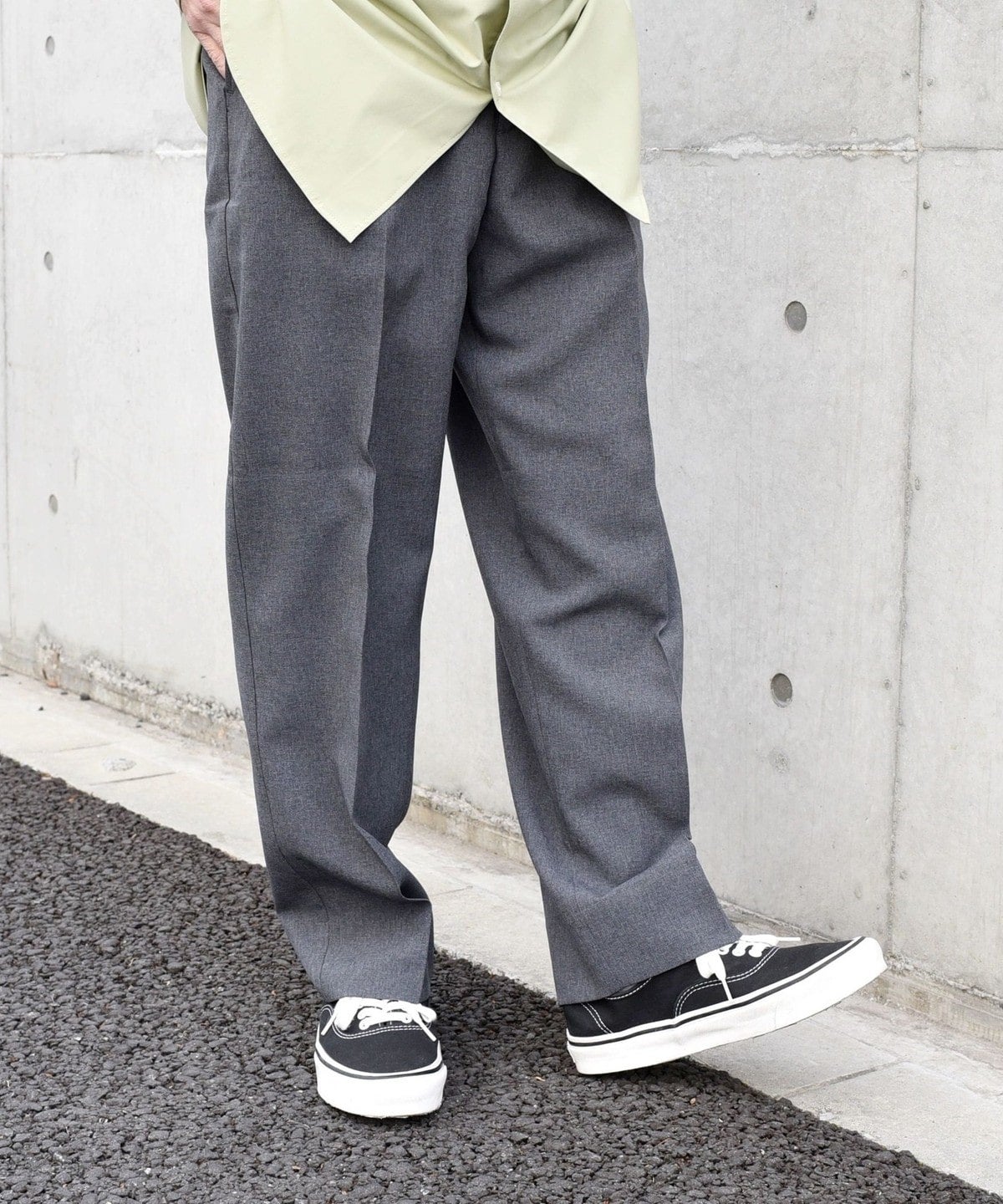 SHIPS any: 〈洗濯機可能〉ウールライク ノープリーツ ワイド ストレート パンツ