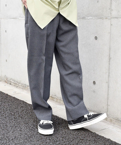 SHIPS any: 〈洗濯機可能〉ウールライク ノープリーツ ワイド ストレート パンツ