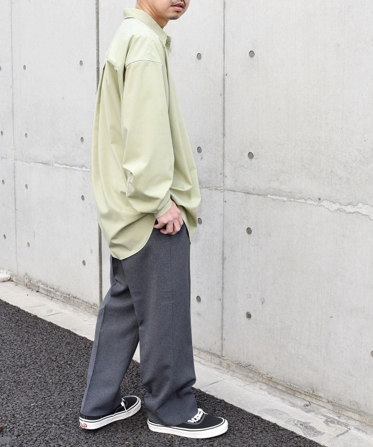 SHIPS any: 〈洗濯機可能〉ウールライク ノープリーツ ワイド ストレート パンツ