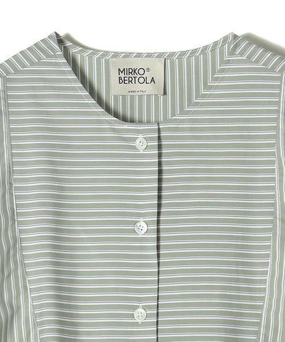 【SHIPS別注】MIRKO BERTOLA:〈手洗い可能〉ノーカラーティアードシャツワンピース