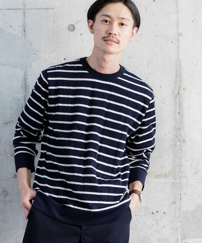 【WEB限定】SHIPS: 《ガシガシ洗える》 抗菌・防臭 ハイゲージ ケーブル クルーネック ニット