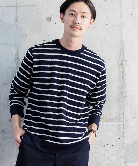 【WEB限定】SHIPS: 《ガシガシ洗える》 抗菌・防臭 ハイゲージ ケーブル クルーネック ニット