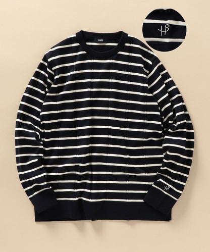 【WEB限定】SHIPS: 《ガシガシ洗える》 抗菌・防臭 ハイゲージ ケーブル クルーネック ニット