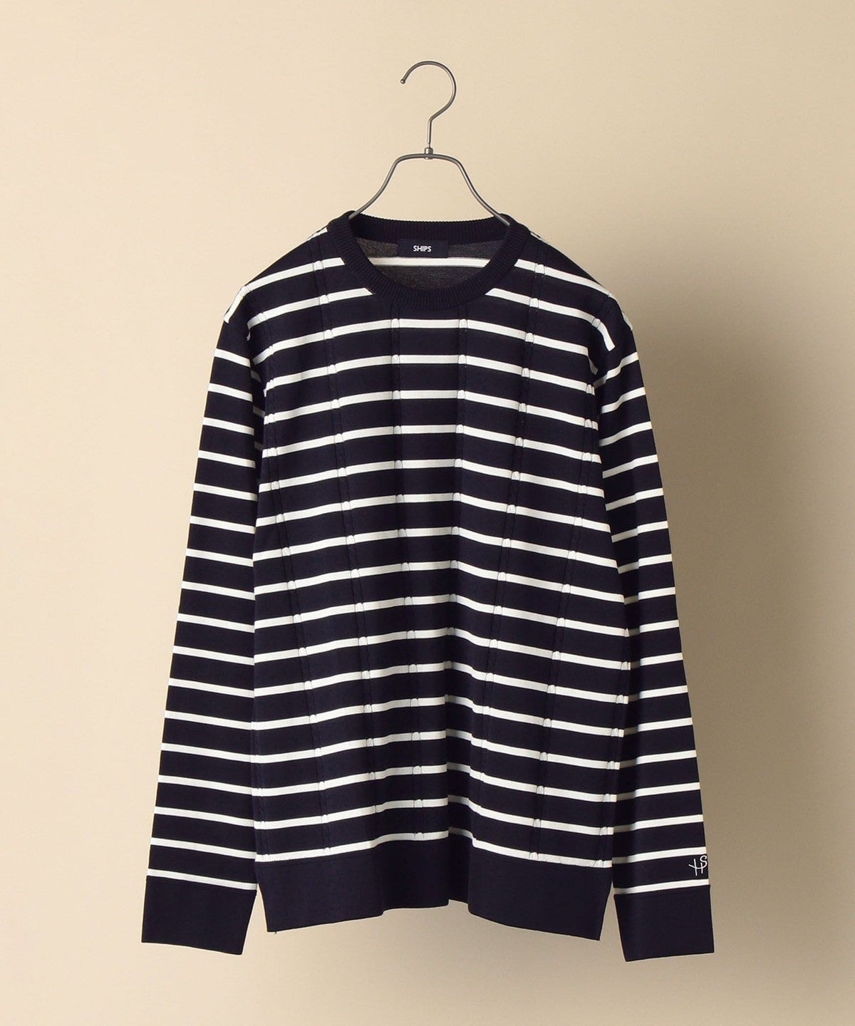 【WEB限定】SHIPS: 《ガシガシ洗える》 抗菌・防臭 ハイゲージ ケーブル クルーネック ニット