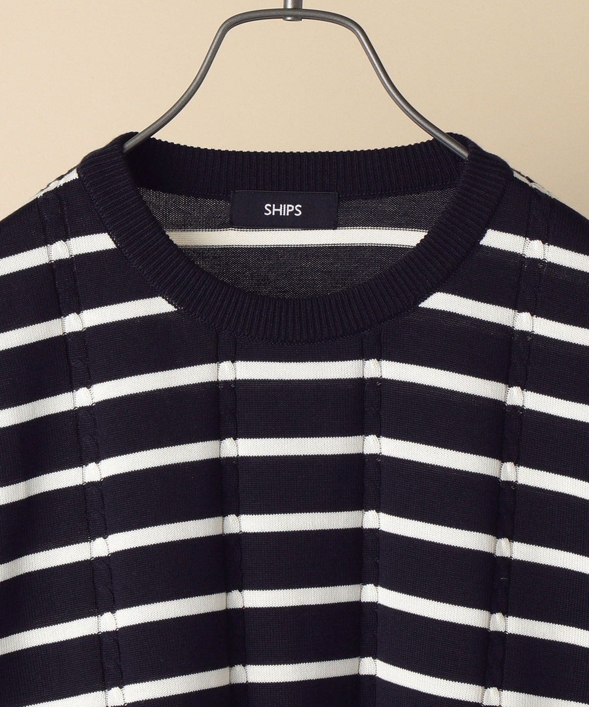 【WEB限定】SHIPS: 《ガシガシ洗える》 抗菌・防臭 ハイゲージ ケーブル クルーネック ニット