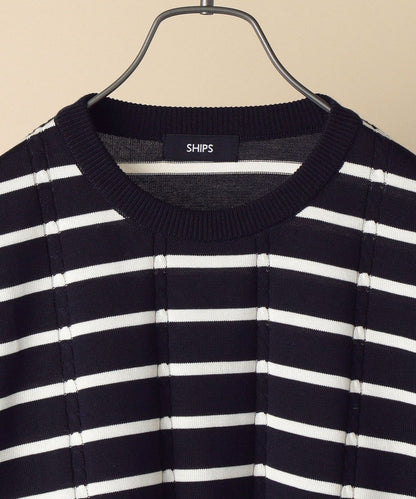 【WEB限定】SHIPS: 《ガシガシ洗える》 抗菌・防臭 ハイゲージ ケーブル クルーネック ニット