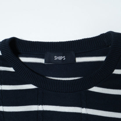 【WEB限定】SHIPS: 《ガシガシ洗える》 抗菌・防臭 ハイゲージ ケーブル クルーネック ニット