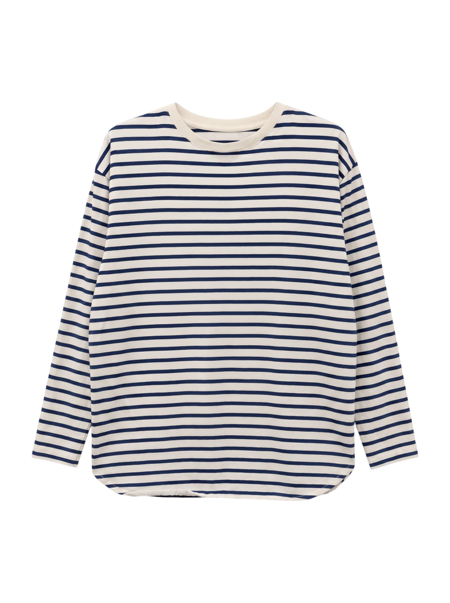 SHIPS any:〈吸水速乾〉ラウンドヘム ロングスリーブ ワイド TEE