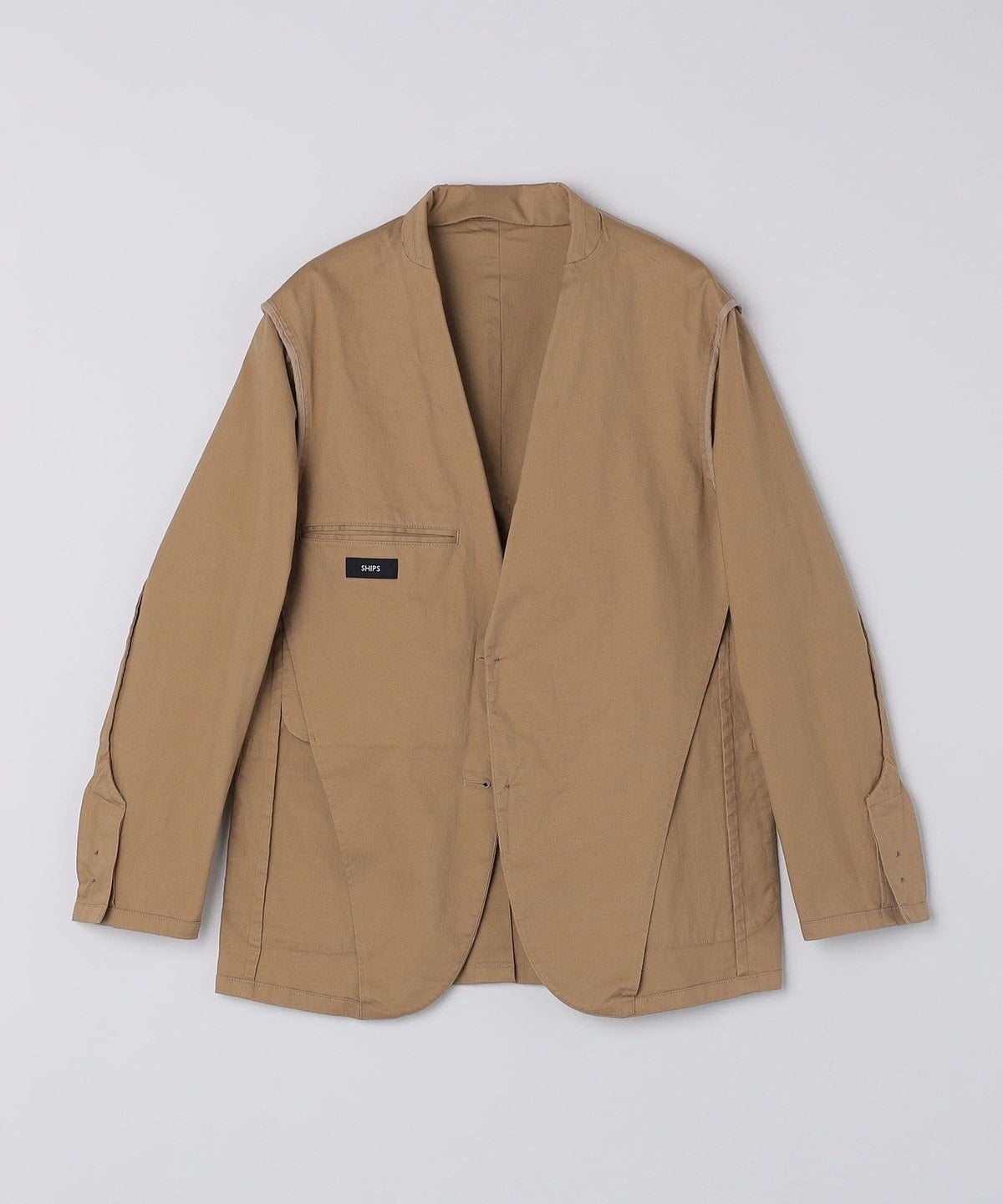 SHIPS:〈手洗い可能・セットアップ対応〉ウォッシュド ピケ 2ボタン ジャケット