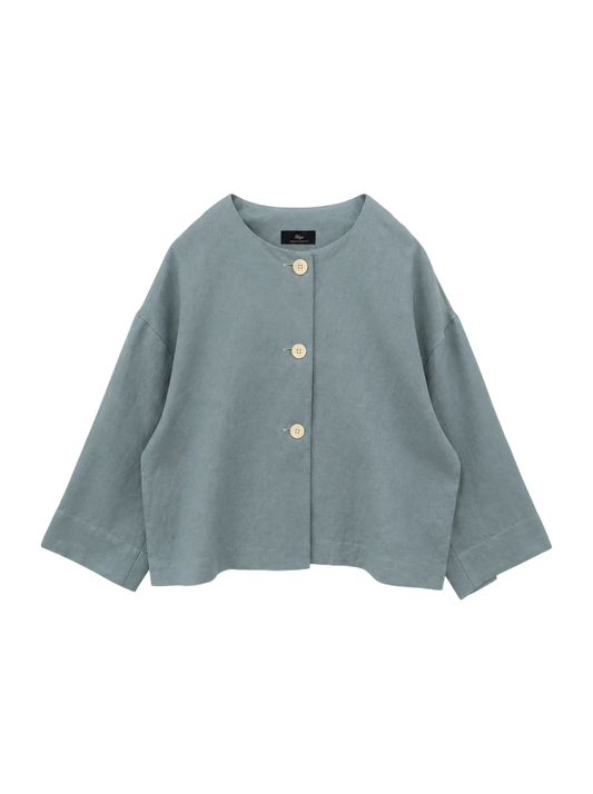 SHIPS Primary Navy Label:〈手洗い可能〉麻 レーヨン クルーネック 羽織り