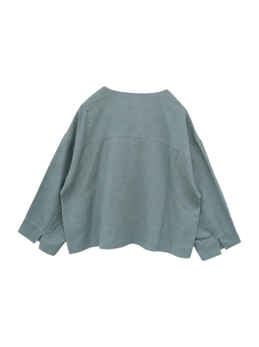 SHIPS Primary Navy Label:〈手洗い可能〉麻 レーヨン クルーネック 羽織り
