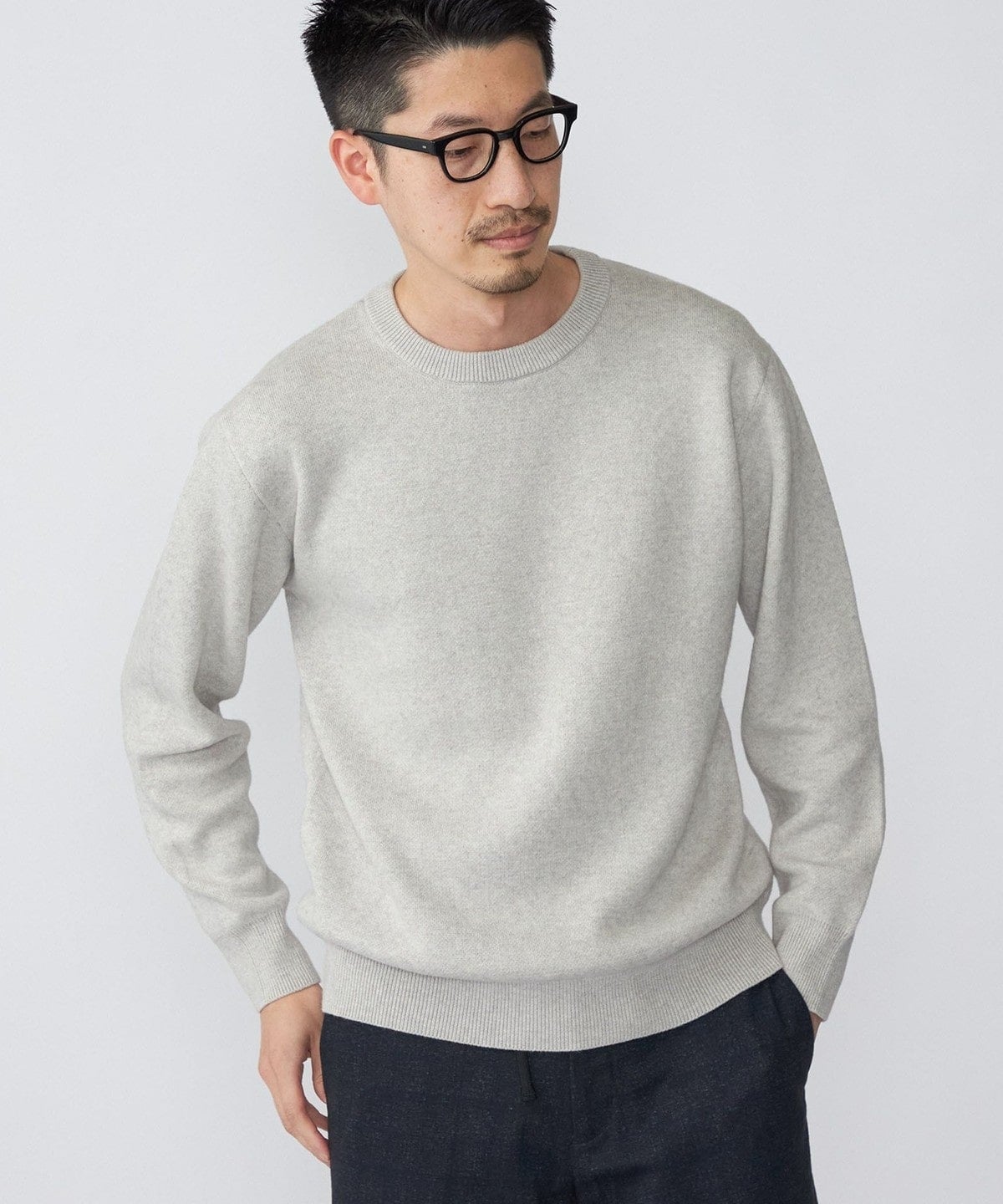 SHIPS:〈手洗い可能〉コットン カシミヤ ソリッド クルーネックニット