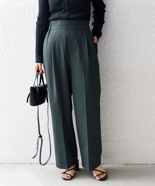 〈手洗い可能〉ソリッドセミワイドパンツ