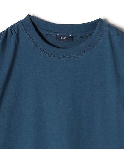 〈洗濯機可能〉ショルダー ギャザー ラウンド へム ロング スリーブ TEE