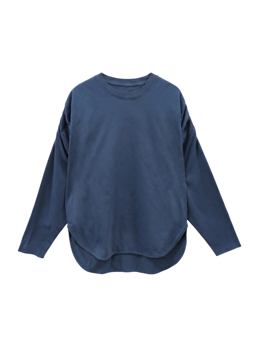 〈洗濯機可能〉ショルダー ギャザー ラウンド へム ロング スリーブ TEE
