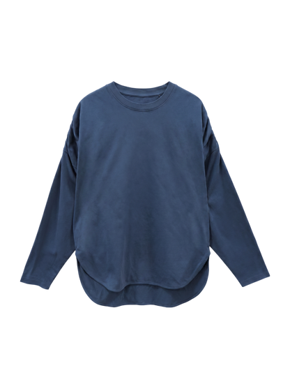 〈洗濯機可能〉ショルダー ギャザー ラウンド へム ロング スリーブ TEE