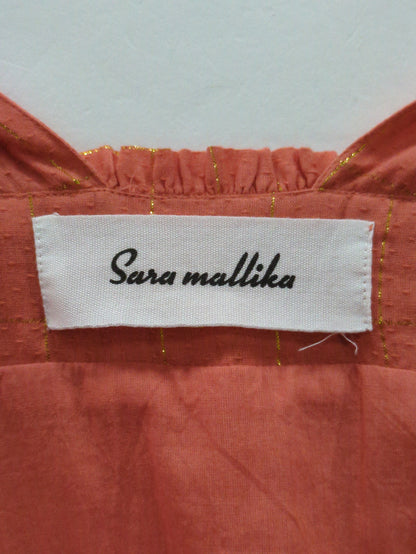 Sara mallika: ゴールド チェック ギャザー ワンピース
