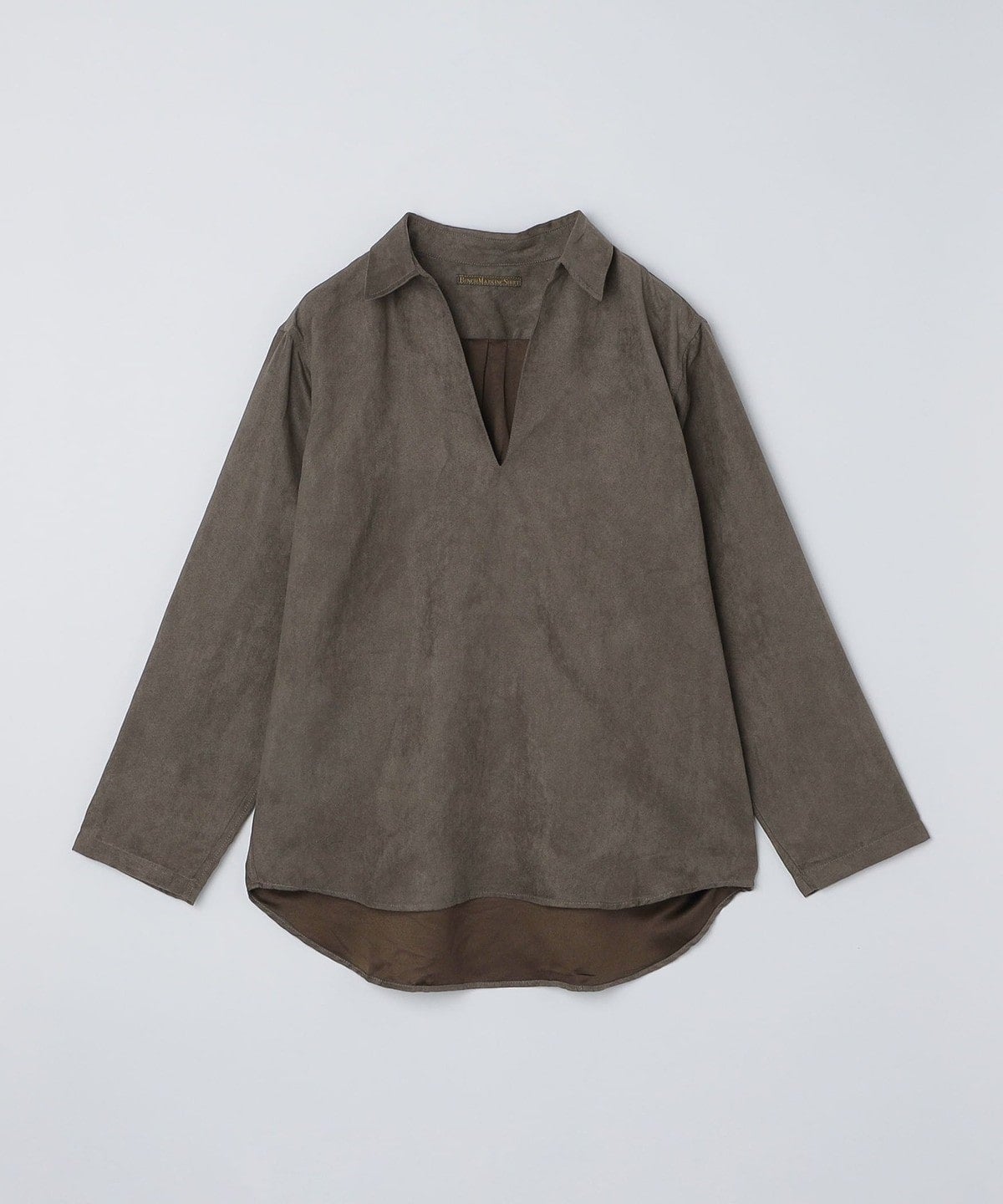 BENCH MARKING SHIRT: スキッパー ポリエステル フェイクスエード シャツ