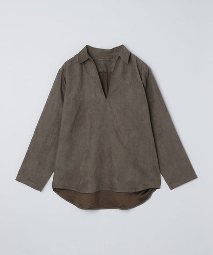 BENCH MARKING SHIRT: スキッパー ポリエステル フェイクスエード シャツ