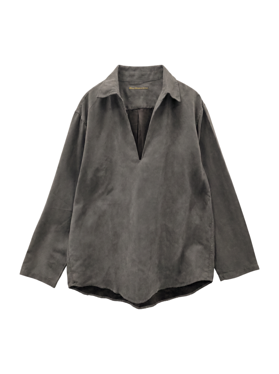BENCH MARKING SHIRT: スキッパー ポリエステル フェイクスエード シャツ