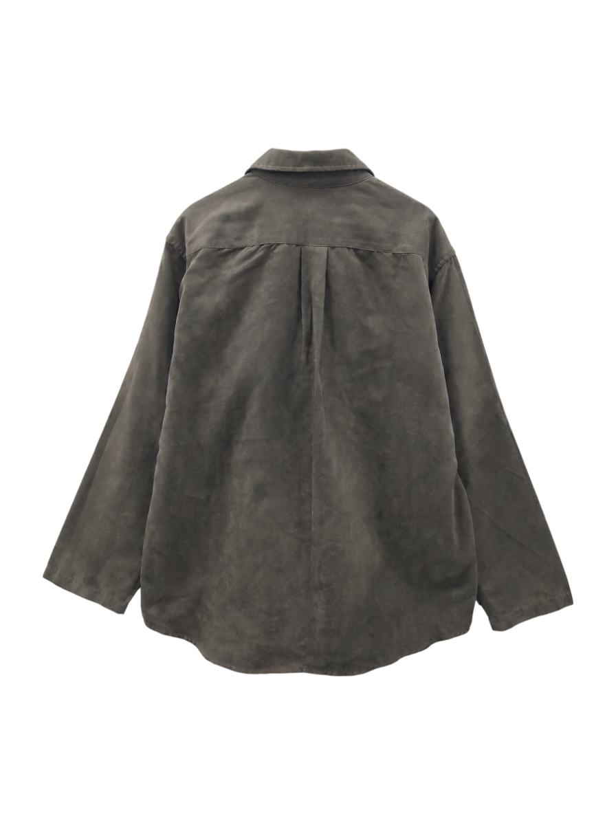 BENCH MARKING SHIRT: スキッパー ポリエステル フェイクスエード シャツ