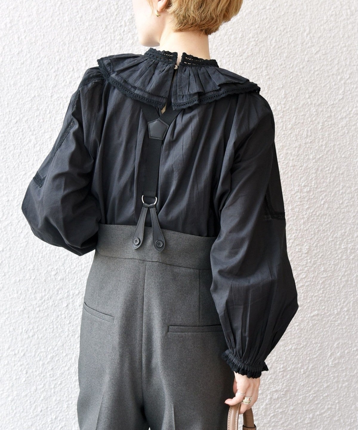 SHIPS any:〈洗濯機可能〉ラッフル レース カラー ブラウス