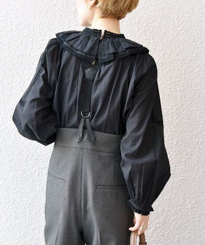 SHIPS any:〈洗濯機可能〉ラッフル レース カラー ブラウス