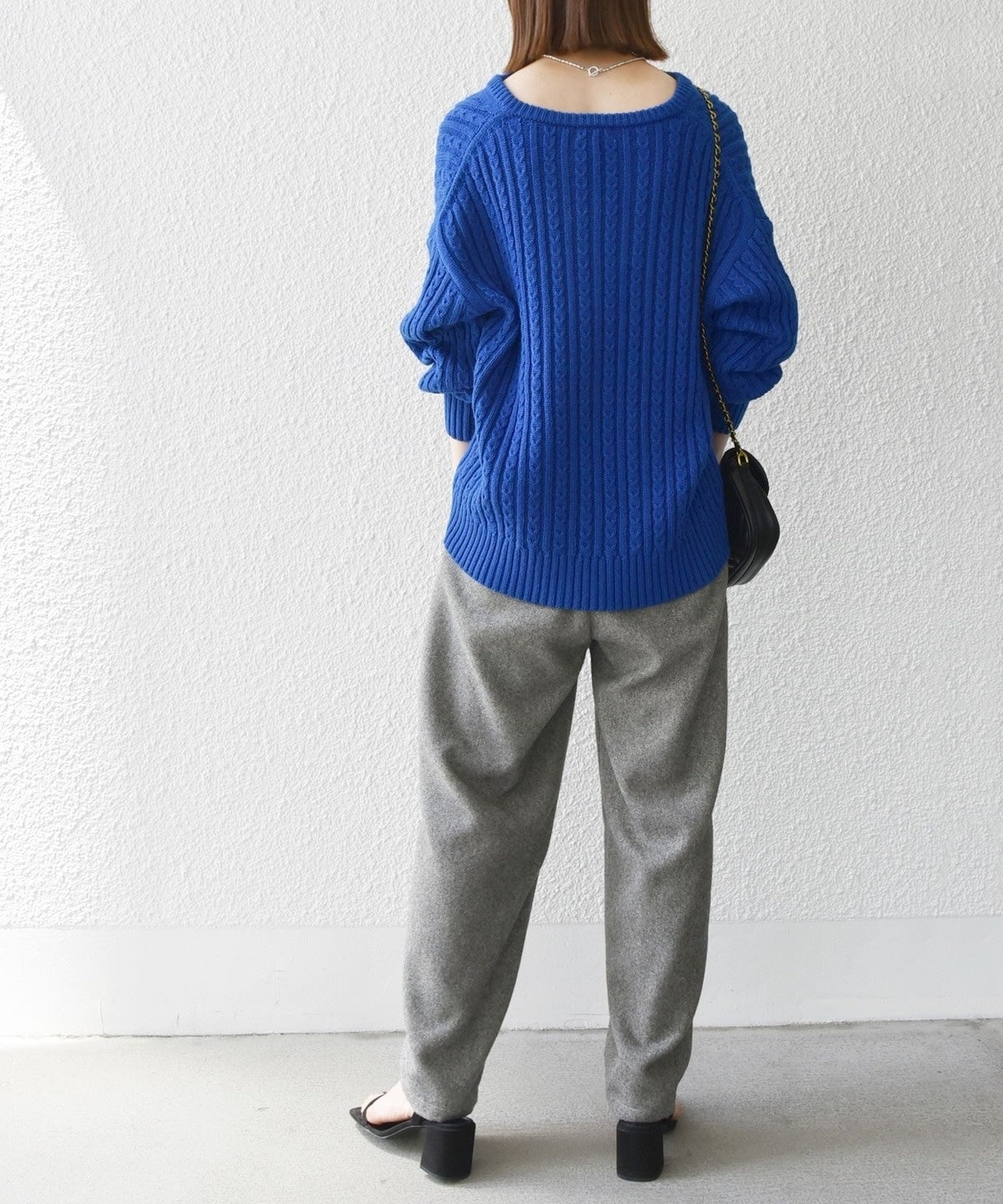 SHIPS any:〈手洗い可能〉ミニ ケーブル スキッパー ニット プルオーバー
