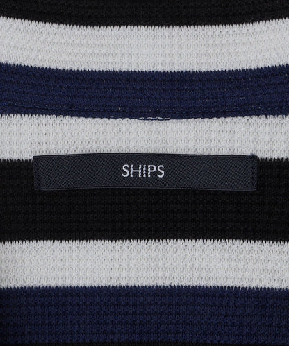 SHIPS:  ハニカム ストライプ オープンカラー シャツ