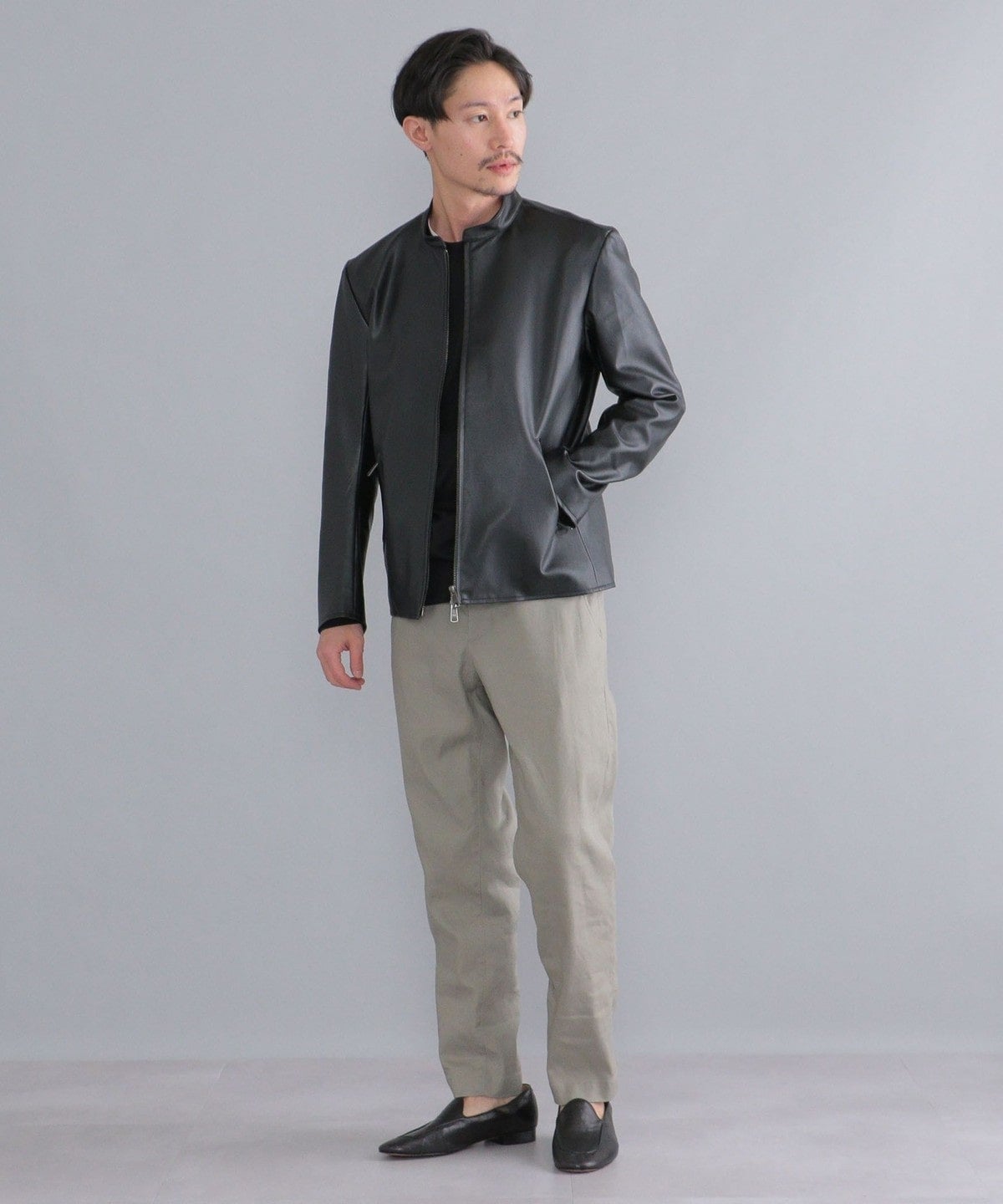 SHIPS: Synthetic Leather シングルライダース ジャケット 22SS