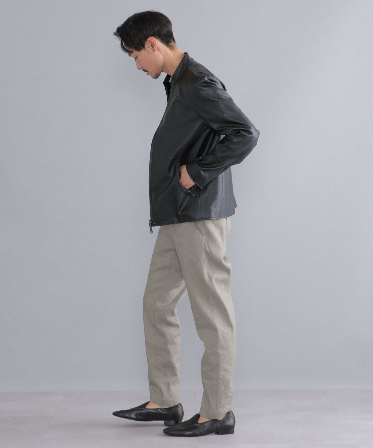 SHIPS: Synthetic Leather シングルライダース ジャケット 22SS