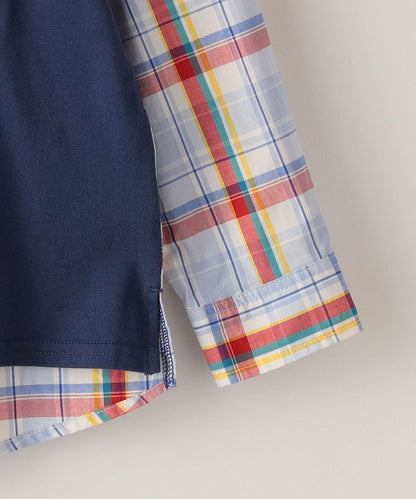 SHIPS KIDS:シャツ コンビ カットソー(100〜130cm)