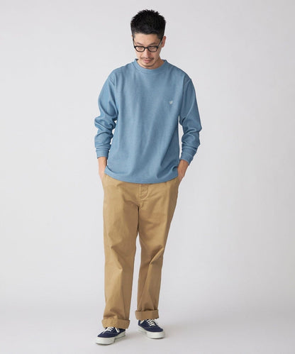 【WEB限定】SHIPS: ワンポイント ロゴ バーズアイ クルーネック ロングスリーブ Tシャツ