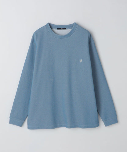 【WEB限定】SHIPS: ワンポイント ロゴ バーズアイ クルーネック ロングスリーブ Tシャツ