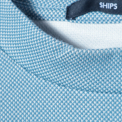 【WEB限定】SHIPS: ワンポイント ロゴ バーズアイ クルーネック ロングスリーブ Tシャツ