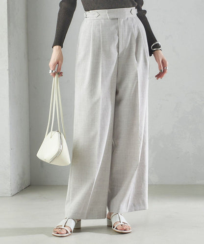 〈手洗い可能〉Asami 麻調合繊 2タック ワイドパンツ