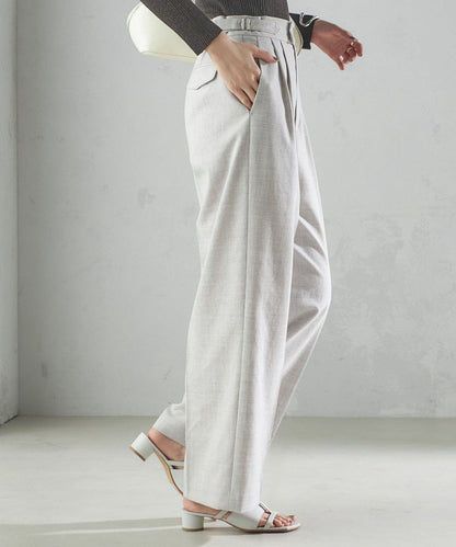 〈手洗い可能〉Asami 麻調合繊 2タック ワイドパンツ