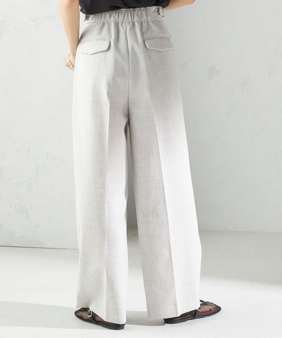 〈手洗い可能〉Asami 麻調合繊 2タック ワイドパンツ