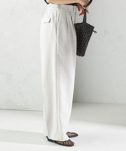 〈手洗い可能〉Asami 麻調合繊 2タック ワイドパンツ