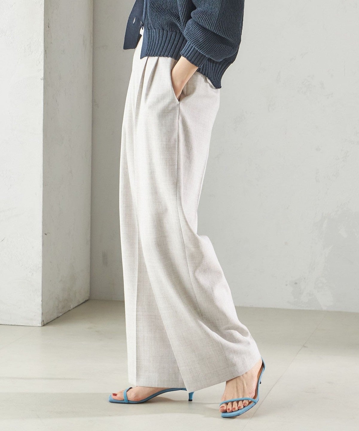 〈手洗い可能〉Asami 麻調合繊 2タック ワイドパンツ