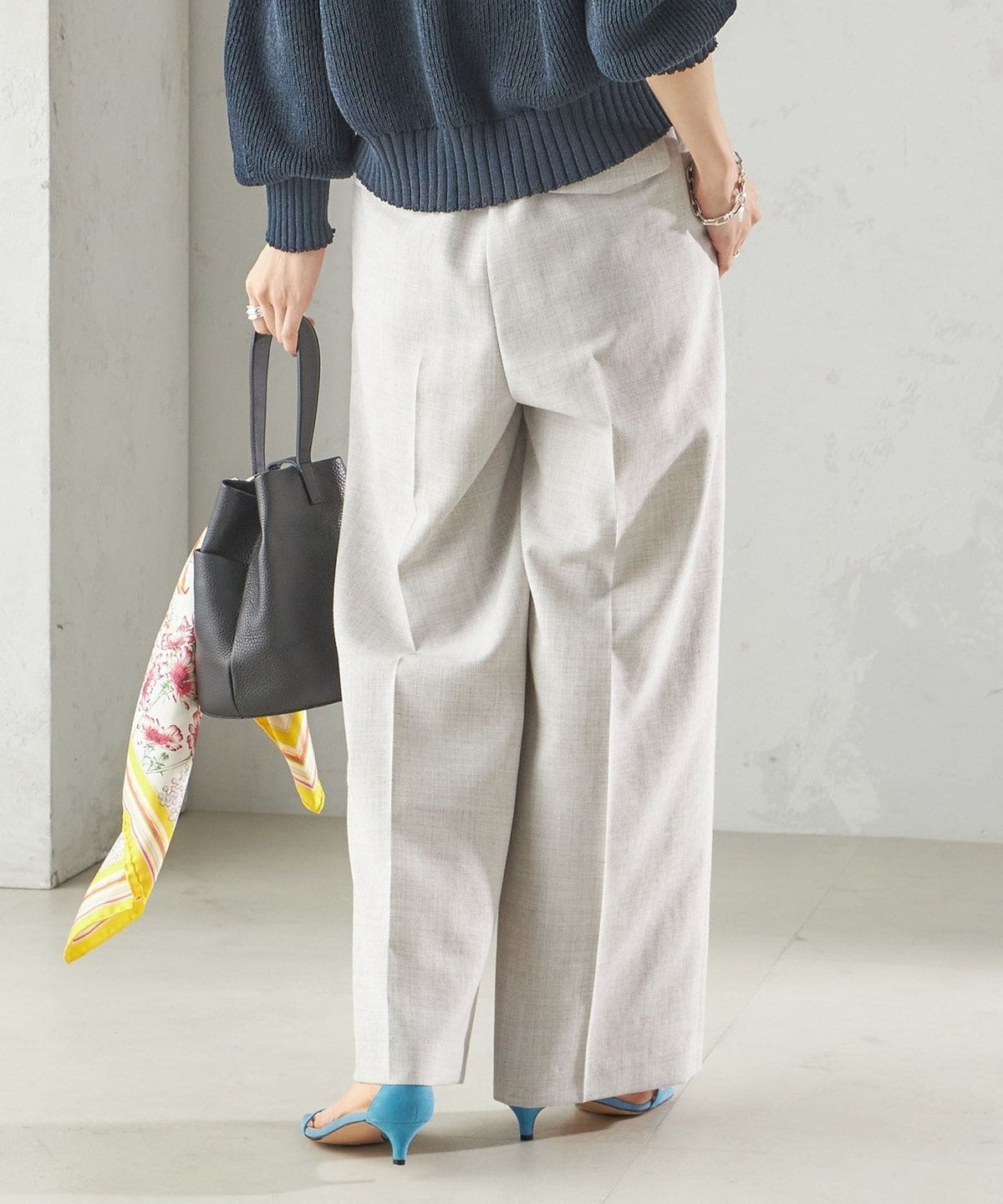 〈手洗い可能〉Asami 麻調合繊 2タック ワイドパンツ