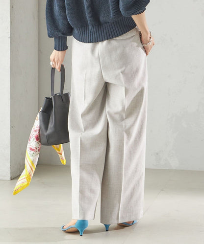 〈手洗い可能〉Asami 麻調合繊 2タック ワイドパンツ