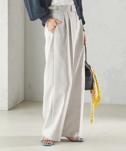 〈手洗い可能〉Asami 麻調合繊 2タック ワイドパンツ