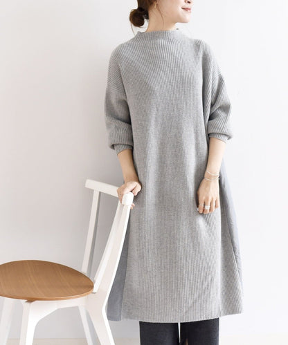 SHIPS Days:ハイネックニットコンビワンピース check