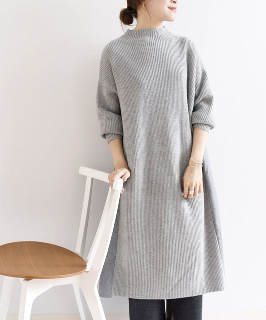 SHIPS Days:ハイネックニットコンビワンピース check