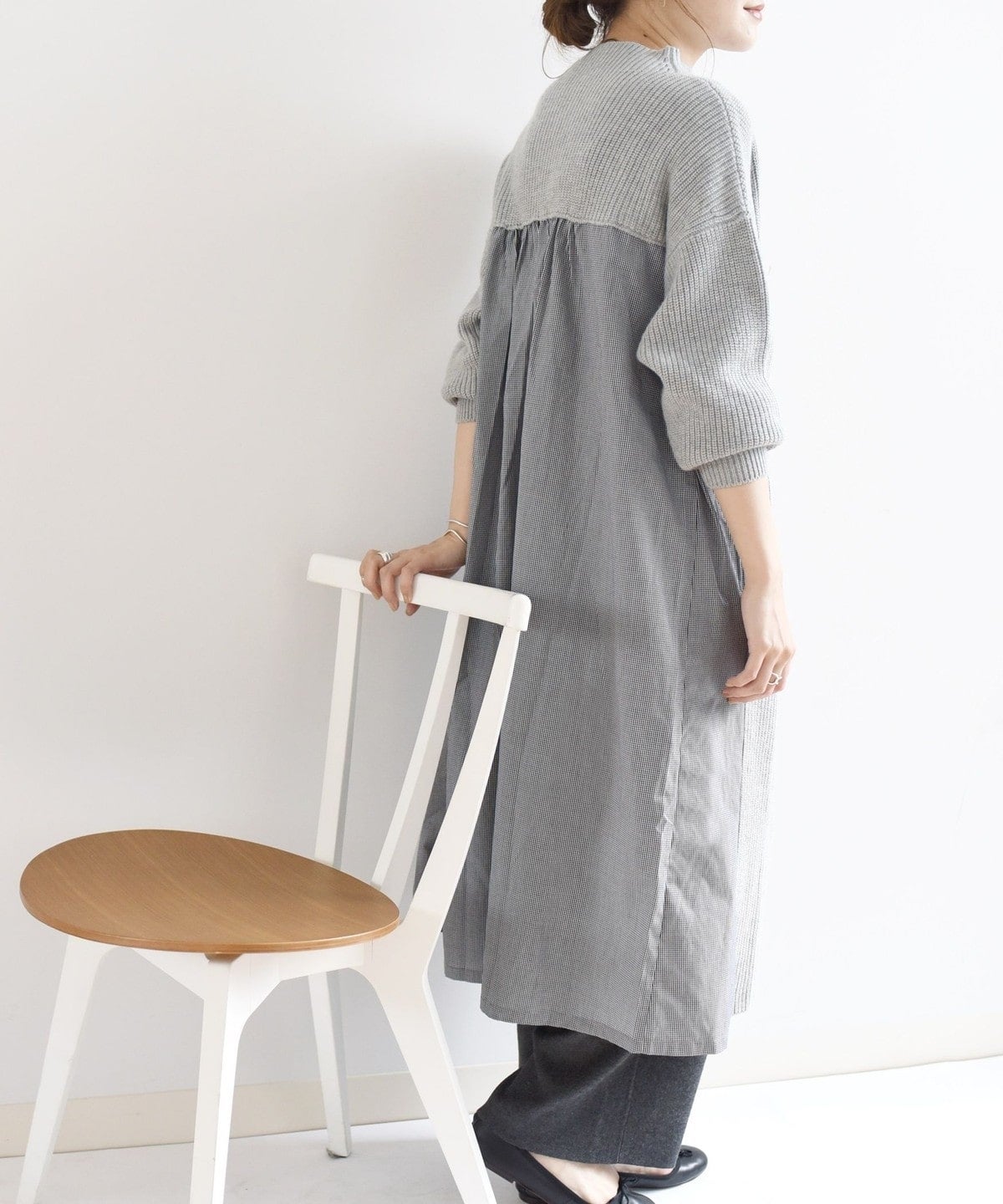 SHIPS Days:ハイネックニットコンビワンピース check