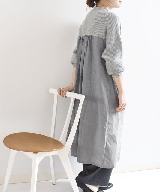 SHIPS Days:ハイネックニットコンビワンピース check