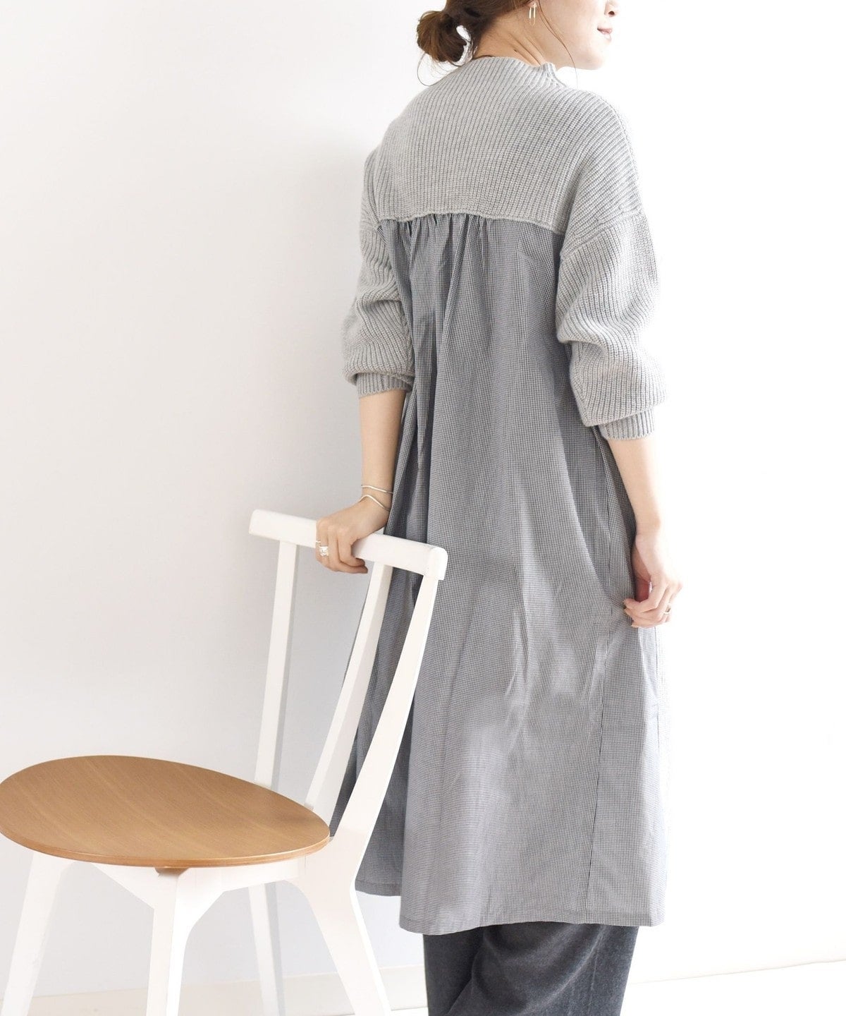 SHIPS Days:ハイネックニットコンビワンピース check
